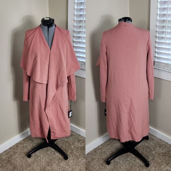 DKNY Draped-Lapel Pink Trench Coat Size 6 - Picture 1 of 15